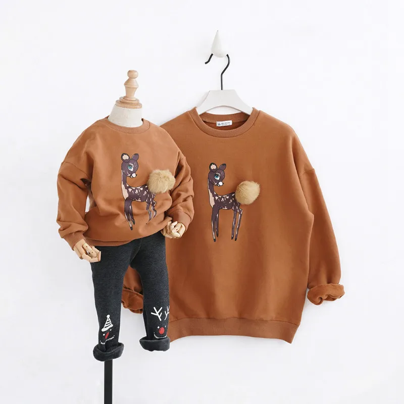 

New Christmas Family Look Family Matching Outfits T-shirt Color Milu Deer Matching Family Clothes Mother Baby Long Sleeve CC527