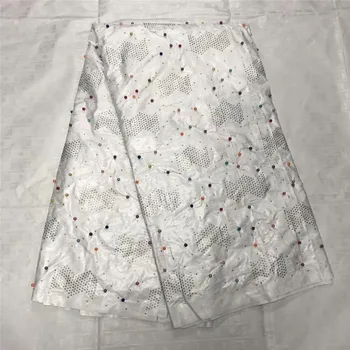 

White Color African Lace Fabric 2018 New African Lace Fabric High Quality Bazin Riche Getzner With Beads JJ147-1