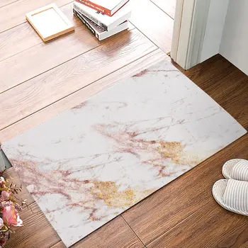 

Modern Rose Gold Marble Triangle Door Mats Kitchen Floor Bath Entrance Rug Mat Absorbent Indoor Bathroom Decor Doormats