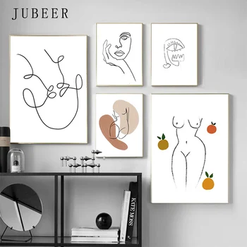 

Scandinavian Style Line Wall Art Picasso Posters and Prints Woman Decorative picture Wall Painting for Living Room Home Decor