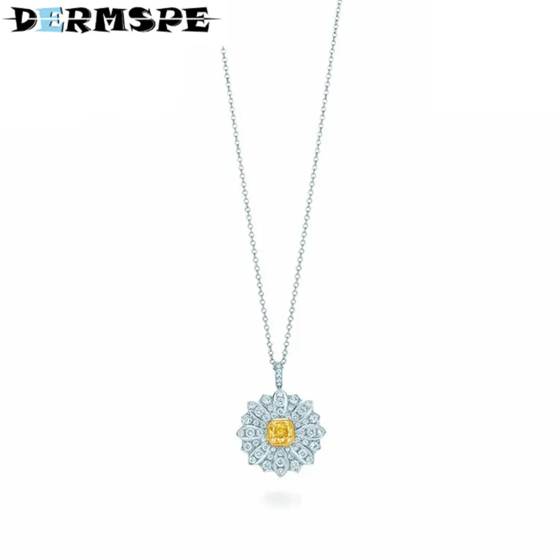 

DERMSPE Fashion And Simplicity Daisy Pendant Necklace TIFF 925 Sterling Silver Nature Fashion Jewelry