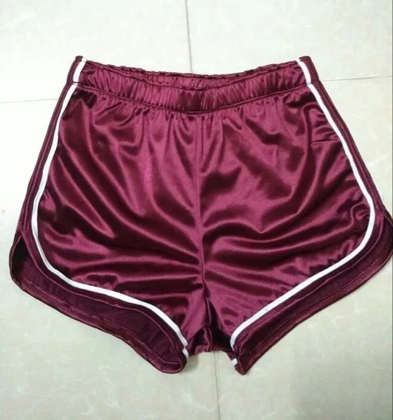 Lady's Elastic Satin Running Shorts Silky Fabric Yoga Dance Shorts