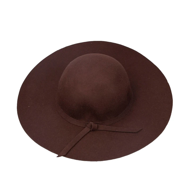 Винтаж широкими полями 100% шерсть войлочный котелок fedora шапки для леди гибкий колпак бесплатная доставка
