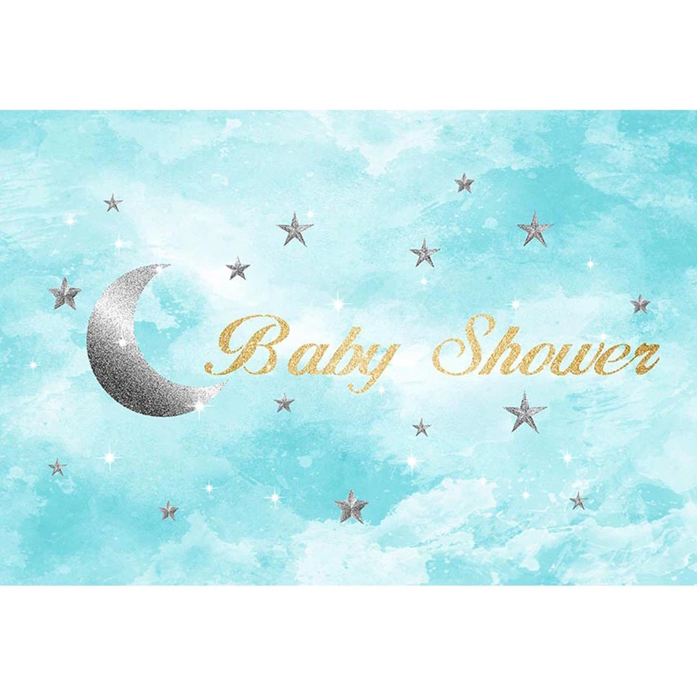Pastel Blue Sky Grey Stars Crescent Moon Party Backdrop Printed Newborn Baby Shower Props Boy Kids Photo Shoot Backgrounds Background Aliexpress