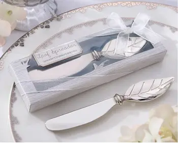 

wedding party favors gift and giveaways for guest - Stainless Steel Leaf Chrome Jam spreader Souvenir Butter Knife 50pcs/lot