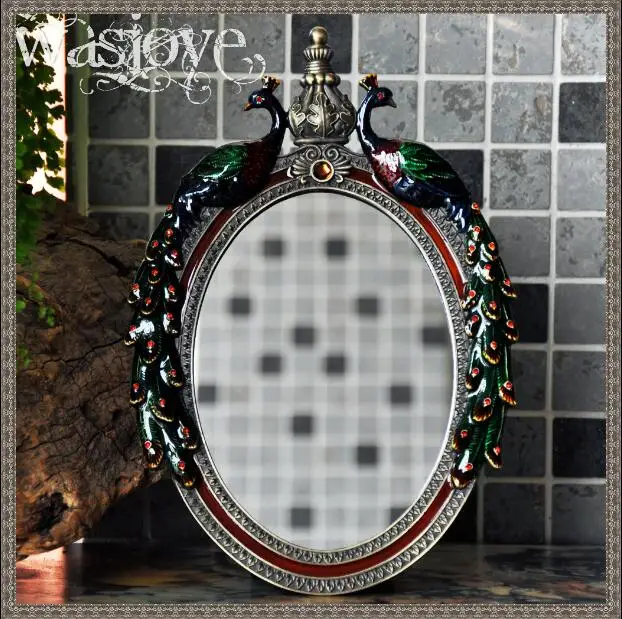 

Ayurvedic peacock retro table mirror vanity mirror for vanity table makeup mirror for home decoration J021