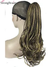 StrongBeauty Synthetic Hair Red Blonde Brown Black Braid Drawstring Ponytail Clip in/on Hair Extensions Hairpieces 15Colors