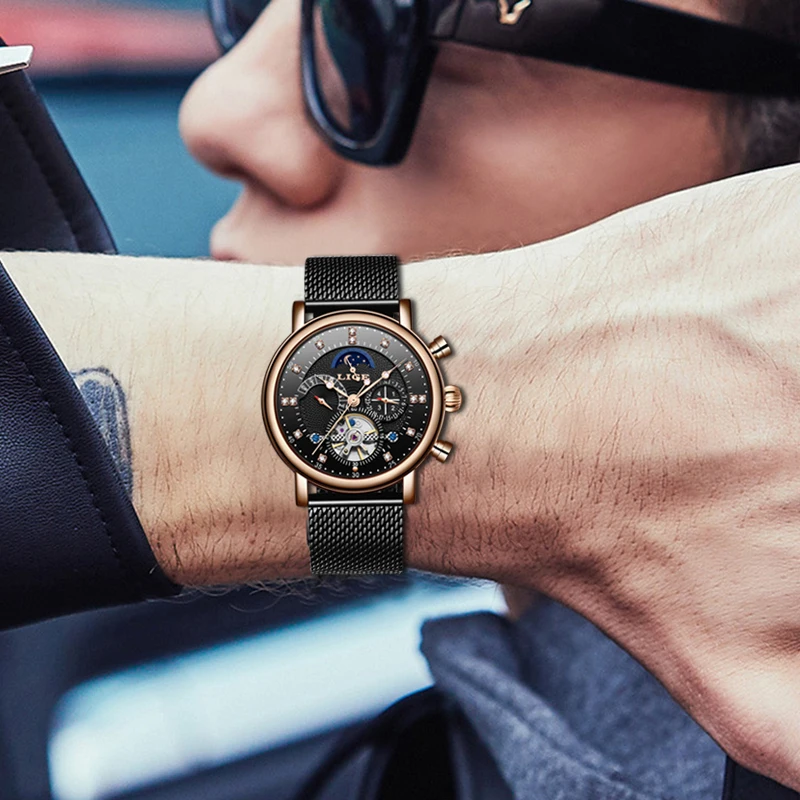 

LIGE Mens Watches Top Brand Luxury Fashion Sport Automatic Watch Men Tourbillon Waterproof Mechanical Watch Relogio Masculino