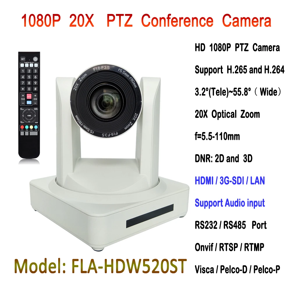 2MP 20x Optical Zoom 3g sdi IP broadcasting conferencing ptz video camera with hdmi outputin
