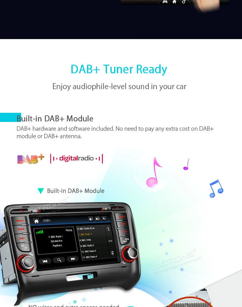 Cheap 7" Special Car DVD for Audi TT MK2 (8J) 2006-2014 with Built-in Vehicle Standard DAB+ Module & Professional DAB+ Antenna 4