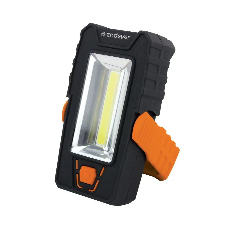 Универсальный LED фонарь Endever Elight F-207 orange  black 97110 (Ударопрочный пластик, 2 типа освещения, 120 люмен, LED (1 Вт) + 1 СОВ LED (3 Вт), оснащён поворотной подставкой со встроенным магнитом)