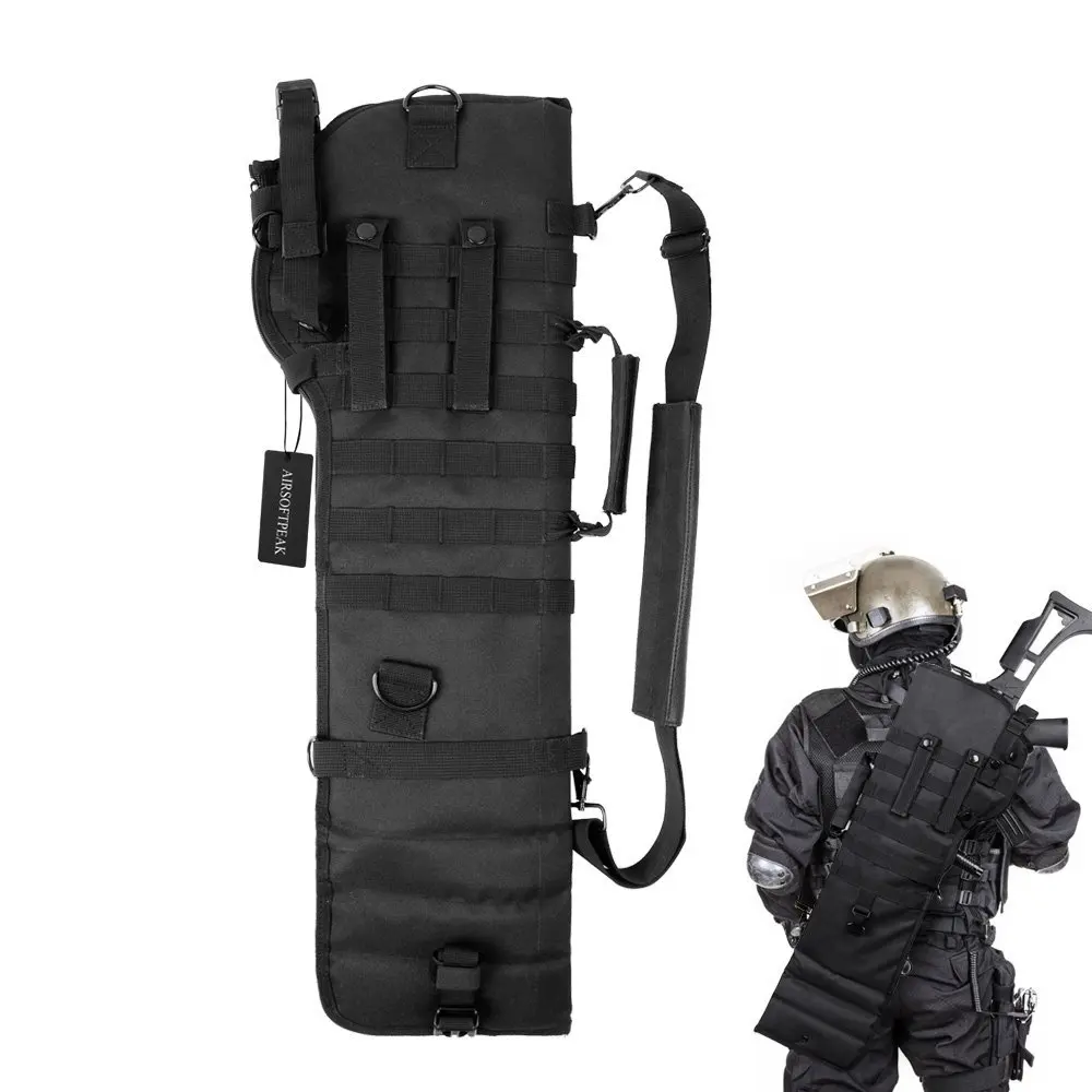 

Tactical Pistol Breacher's Shot 75CM Gun Scabbard Holster Molle Rifle Sling Case Bag for Outdoor Hunting Black