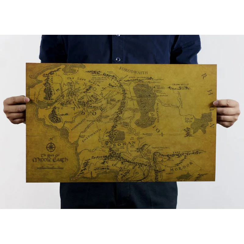

The Lord of The Rings Map Wall Sticker Middle Earth Kraft Paper Poster Map Home Garage Wall Decoration DIY Retro Prints