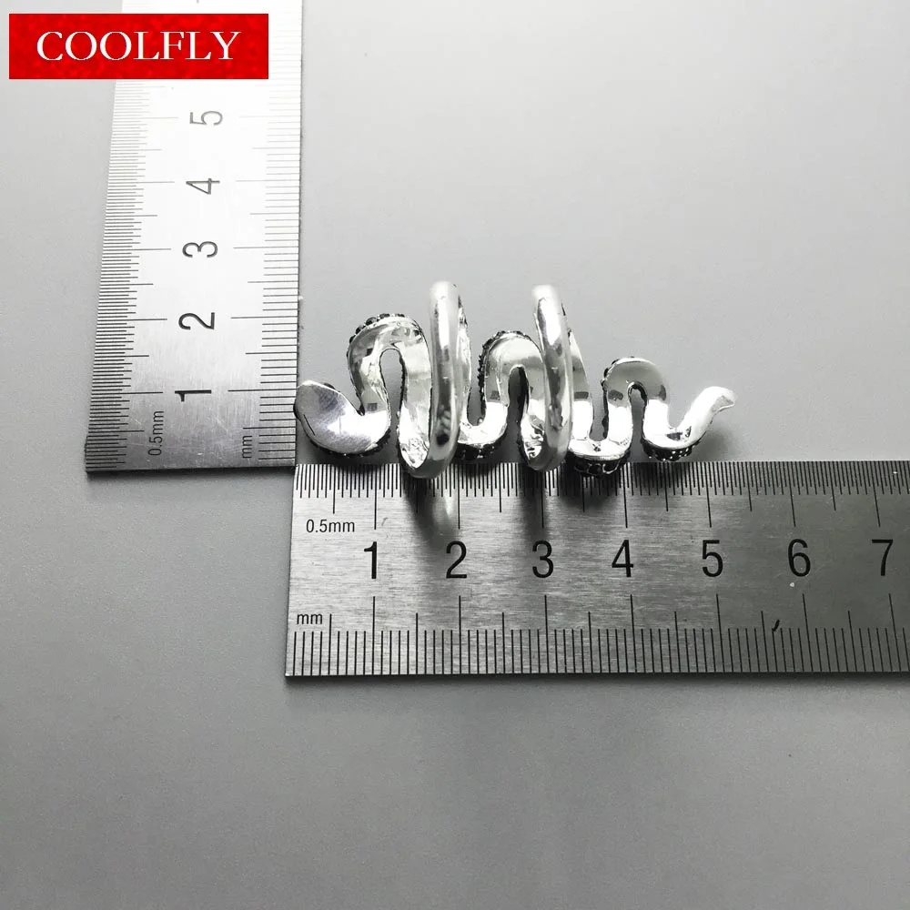 Модные стильные черные коктейльные кольца в виде змеи с открытым ртом