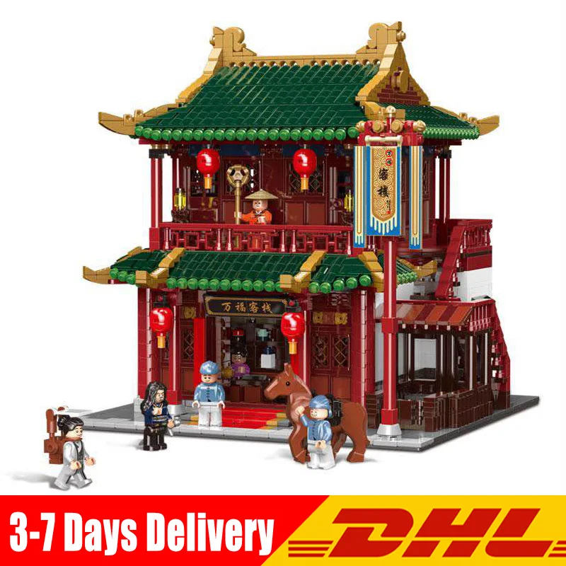 

XINGBAO XB 01022 3046Pcs Chinese Architecture The Wanfu Inn Set Model Building Blocks Bricks Kids Toys Christmas Gifts