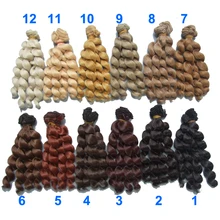 1 piece 15cm x 100cm brunette blonde black brown natural color curly high temperature doll wigs