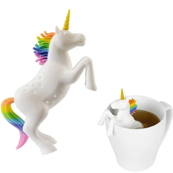 

Christmas Gift Home Decorations Tea Infuser Filter Food-Grade Silicone Unicorn Animal Toy Tea Strainer Loose Tea Leave Car Decor