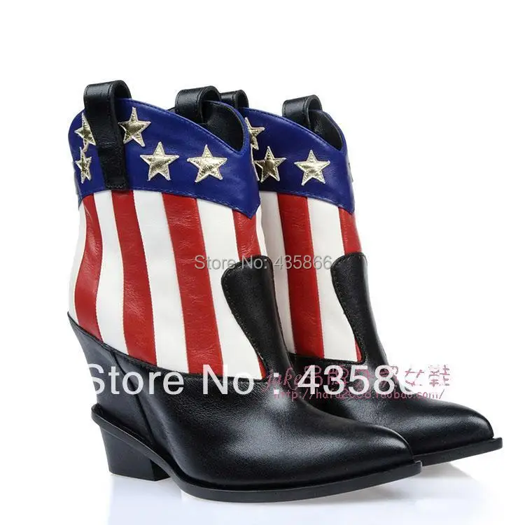 2013 GZ New Style Women's Red and White Stripes Inside Heighten Short Boots high heels shoes | Обувь