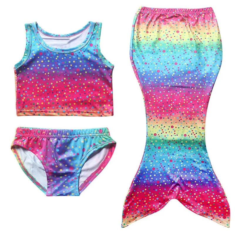 Girls Kids Mermaid Tail Swimmable Monofin Bikini Set Swimwear Swimsuit