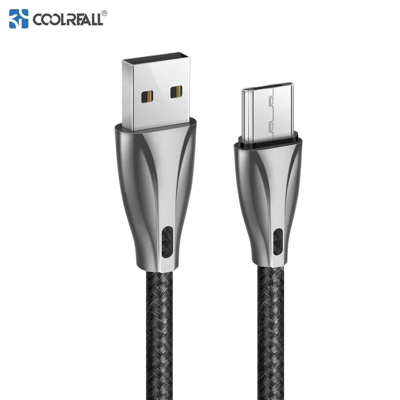 Coolreall كابل يو اس بي المصغّر usb كابل 2A الزنك سبائك سريع شحن كابل الشاحن ل Xiaomi سامسونج هواوي بيانات الهاتف المحمول كابل