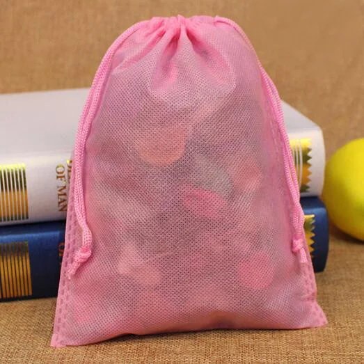 50 шт./лот 30x40,35x45,40x50,45x55 см большой Размеры ткань нетканые сумки для покупок Повседневное сумки упаковочные мешки на шнурке чехлы - Цвет: Pink