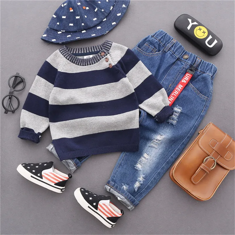 

Baby Boys Sweaters 2019 Stripes Children Clothing Knitting Boys Sweaters and Pullovers Spring Autumn Knit Patterns Kids Clothes