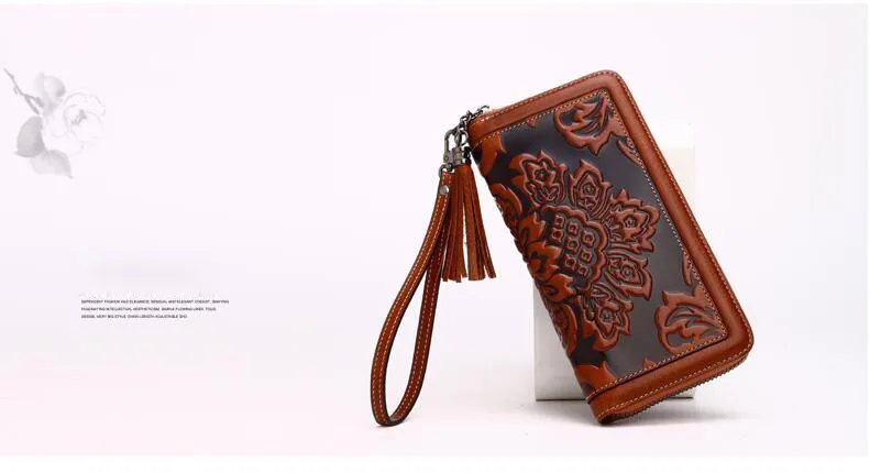 Известный бренд наивысшего качества дермис женская сумка Длинный кошелек ретро бумажник с тиснением большая емкость сумка с браслетом
