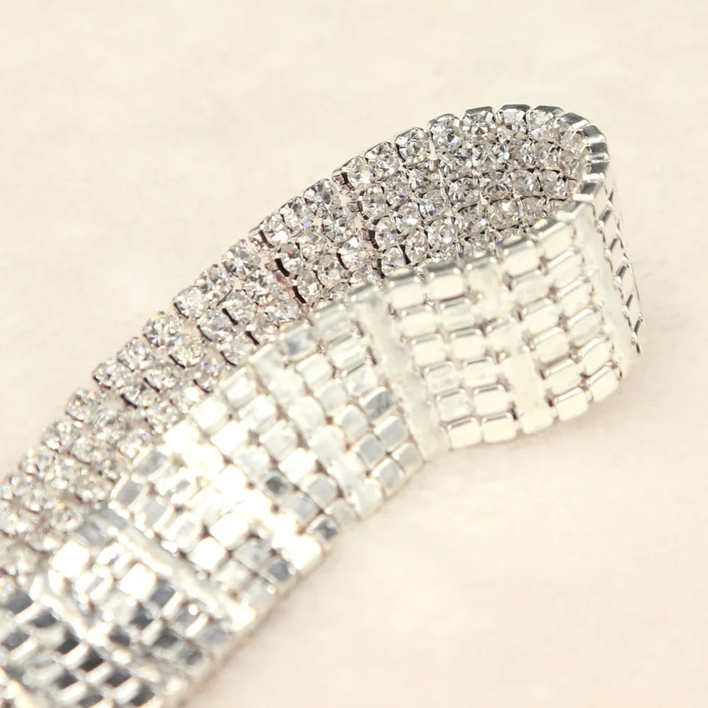 1 Yard 6 row Clear Crystal Gold Rhinestone Trims Close Chain Trim Sewing Craft Freeshipping