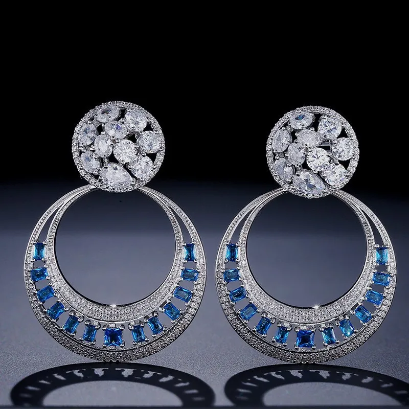 

New European And American Style Female Round Earrings Inlaid With AAA Zircon Hypoallergenic