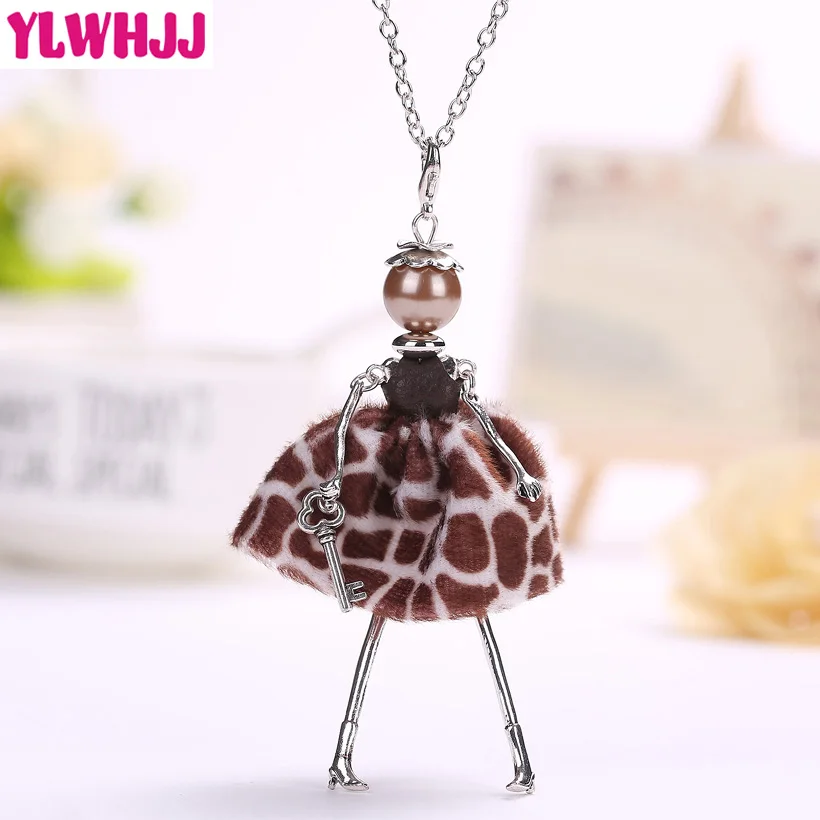 

YLWHJJ 2017 new cute brown dress doll long necklaces & pendant hot brand girls baby metal maxi fashion style necklace jewelry