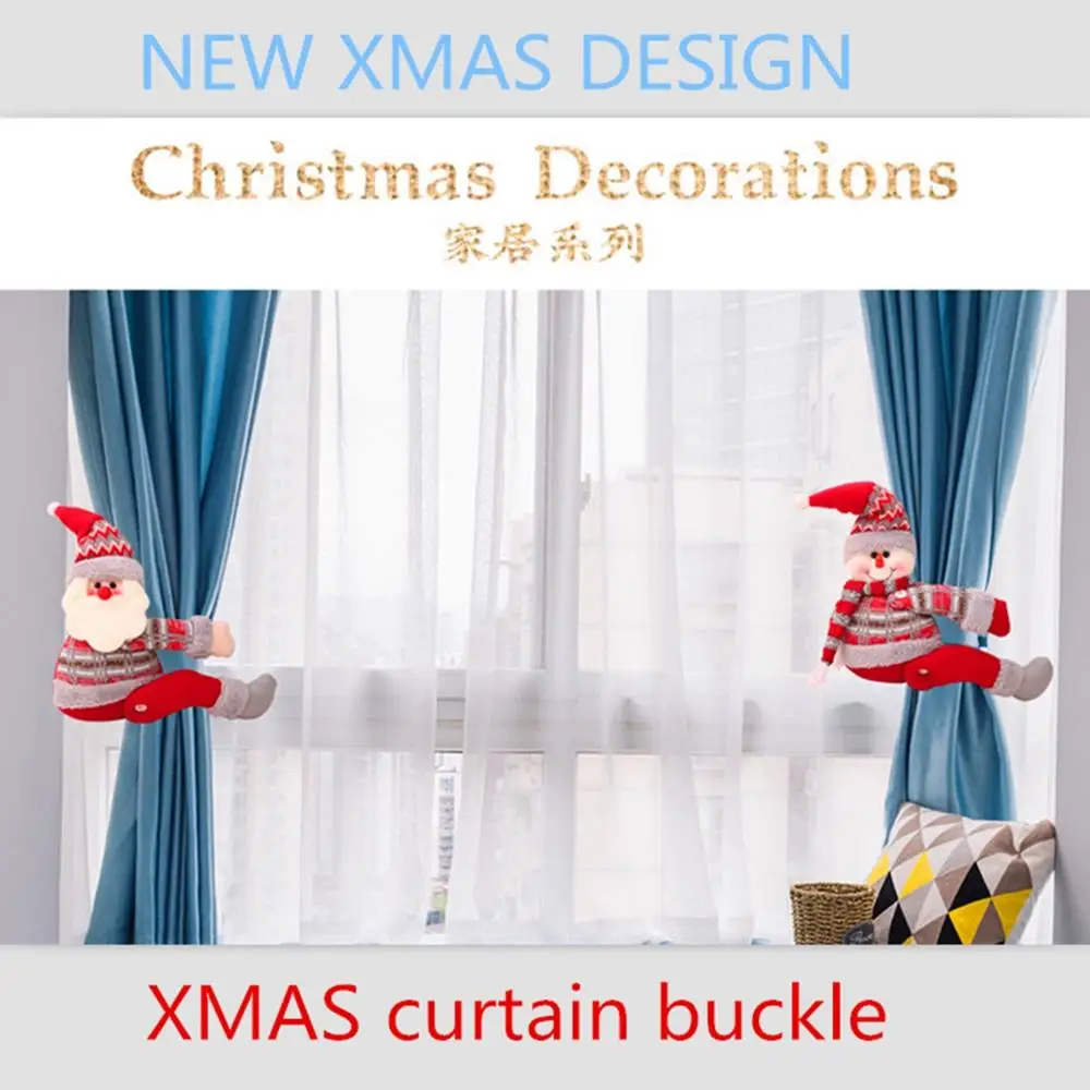 

Taoup Big Santa Claus Dolls Merry Christmas Curtain Decor Xmas Curtain Buckle Ornaments Christmas Decor for Home Noel New Year