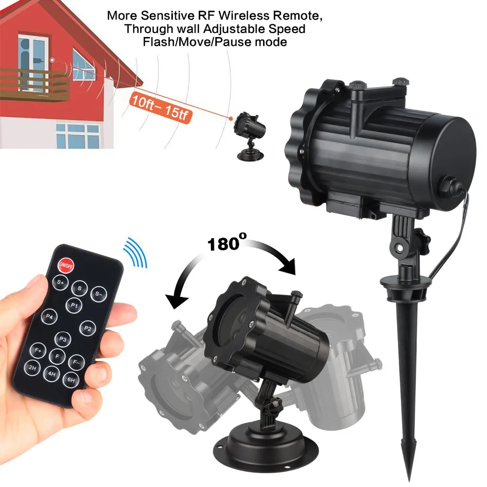 ليزر عيد الميلاد العارض الرسوم المتحركة تأثير IP65 داخلي/في الهواء الطلق هالوين العارض 12 أنماط ندفة الثلج/ثلج الليزر ضوء ليزر عيد الميلاد العارض الرسوم المتحركة تأثير IP65 داخلي/في الهواء الطلق هالوين العارض 12 أنماط ندفة الثلج/ثلج الليزر ضوء