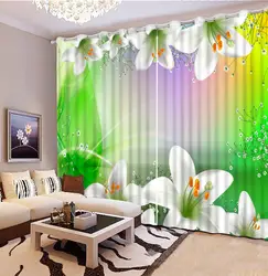3D занавес моды 3D шторы декоративные home decor 3D цветок лилии шторы для окон гостиной домашнего декора