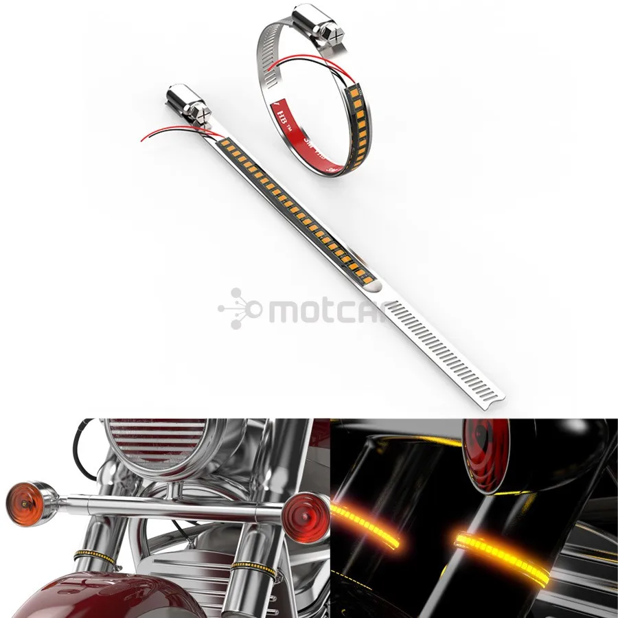 Motorcycle Fork Light Strip Turn Signal Light Strip DRL Daytime Running