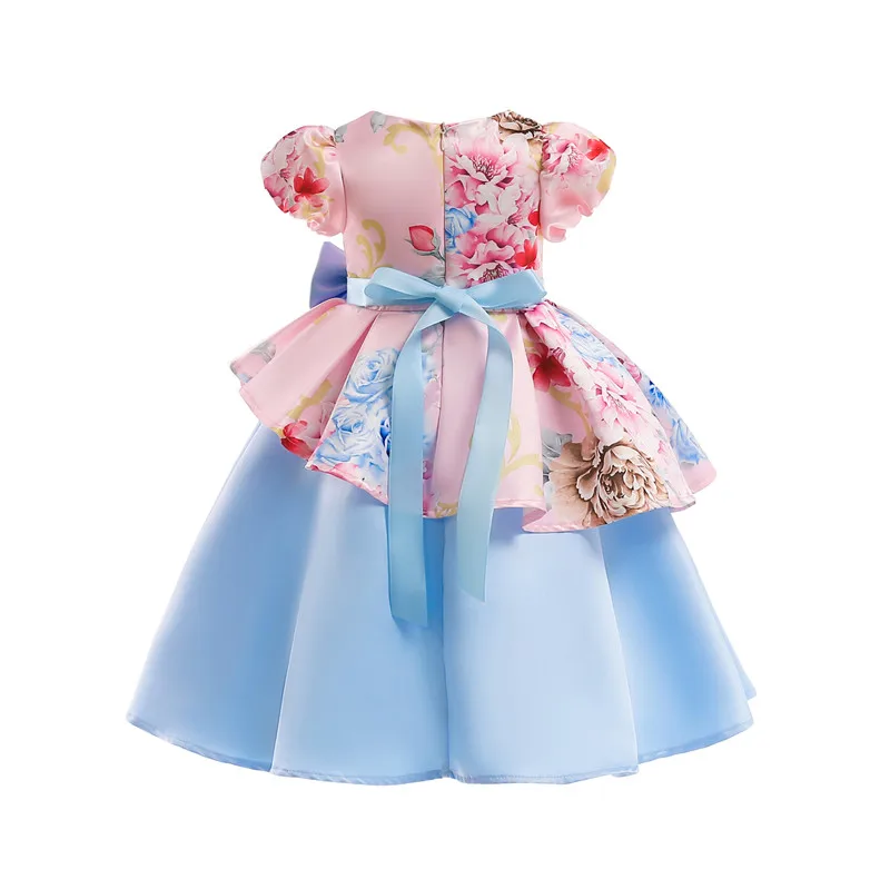 Baby Girls Snow Princess Dresses Flower Printed Children Girl Formal Dress Little Kids Puff Sleeve Princess Beautiful Dresses03