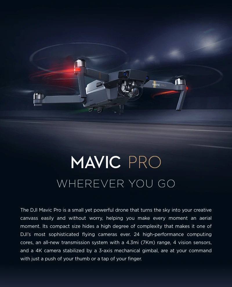 Взлетно-посадочная площадка для DJI Mavic pro/DJI Mavic Pro Fly больше комбо 27 минут времени полета 7 км Управление диапазон 3-осевому гидростабилизатору 4K видео Портативный drone