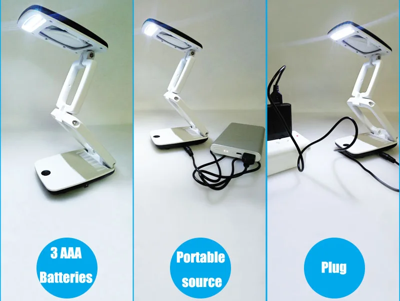 3X Складная лупа светодио дный освещения рабочего лампы USB батареи Мощность карман Размеры увеличительное Стекло для чтения написание книги