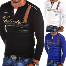 ZOGAA брендовая Новая мужская рубашка поло, Повседневная рубашка поло с v-образным вырезом, Мужская Модная приталенная рубашка поло, мужские хлопковые топы с длинным рукавом