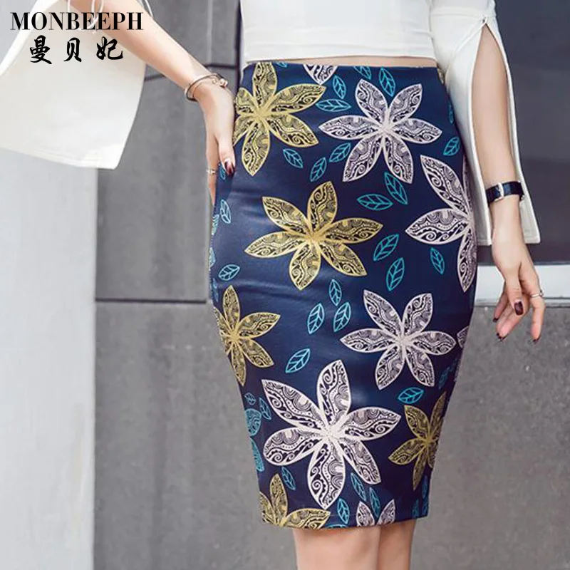 Venta caliente mujeres de la impresión casual faldas lápiz 2017 de las mujeres de diseño de moda vogue chica delgado bottoms precio bajo de trabajo OL faldas