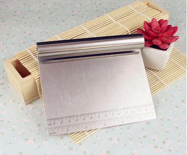  Stainless Steel Pizza Dough Scraper Cutter Kitchen Flour Pastry Cake Tool Scale jk23