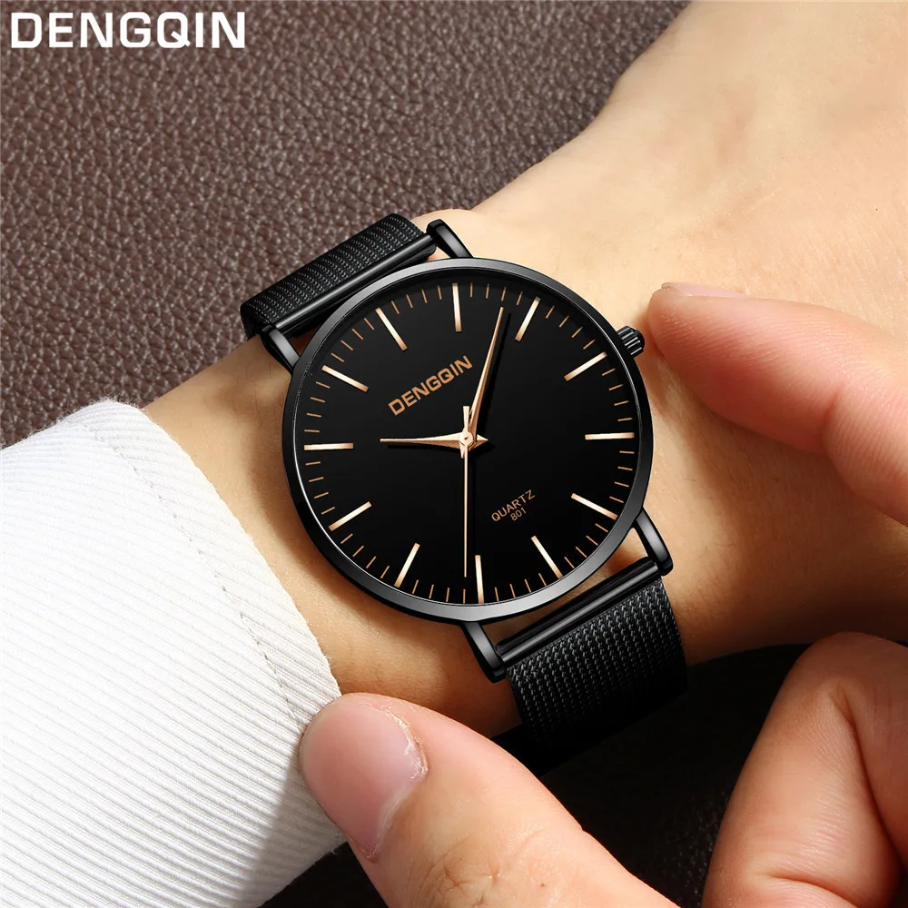 

DENGQIN Men Wrist Watch Fashion Military Stainless Steel Analog Date Sport Quartz Watch Mens new arrival in men wrist watches