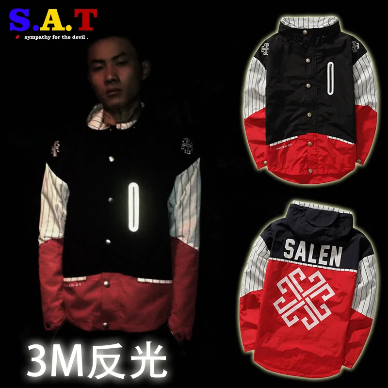 

2015 casual hip-hop brand winter plus supr waterproof 3m reflective jacket men clothes outdoor baseball coats windbreaker