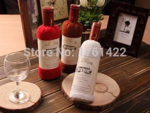 Креативное полотенце в форме бутылки красного вина, подарочные пакеты, ОПП, одна коробка для бутылки вина из хлопка, полотенце, подарок для торта