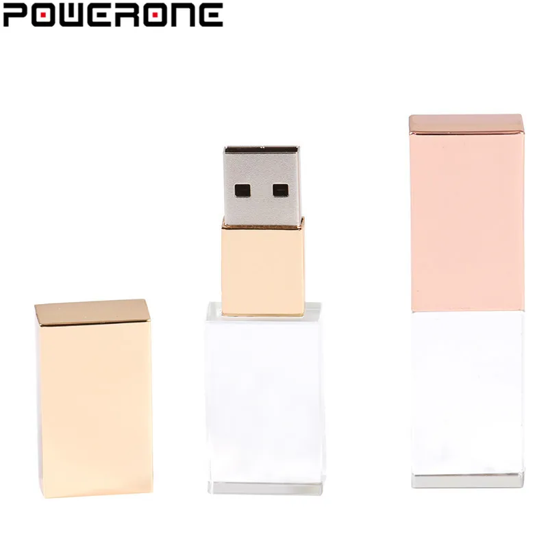 

POWERONE Fashionable Crystal Style USB Flash Pen Drive USB 4GB 16GB 32GB 64GB USB 2.0 Gift Pendrive cle usb(Over 10pcs Free logo