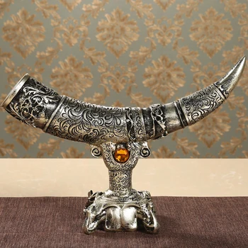 

Luxry creative decorative resin elephant's tusk craft European Home Furnishing embossed practical Ivory desktop ornament