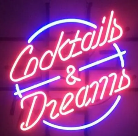 COCKTAILS AND DREAMS PING Glass Neon Light Sign