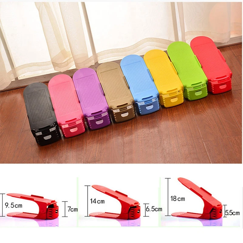 New-Creative Thicken Storage Shoe Rack Double Layer Shoes Shelf Shoes Cabinet Organizer Storage Colorful Set Adjustable shoe r