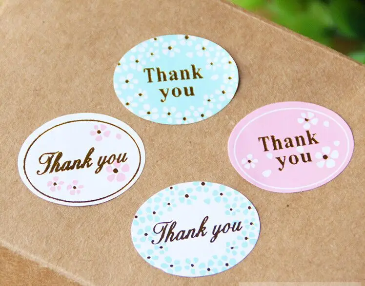 

360pcs/lot 4colors "thank you" sealing sticker baking package cake box decoration