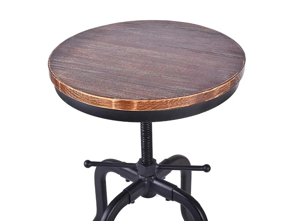 Vintage Bar Stools Industrial Adjustable Height Swivel Natural Pinewood Seat Kitchen Dining Breakfast Chair