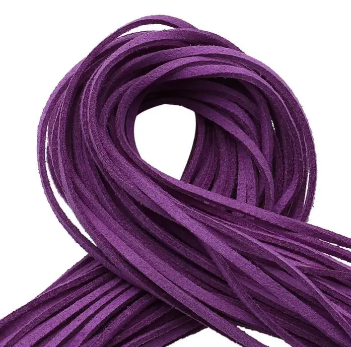 25 ярдов хорошая замшевая обивка веревка плоский замшевый шнур кружевной кожаный шнур для изготовления ювелирных изделий Бисероплетение нить-3 мм ширина - Цвет: purple